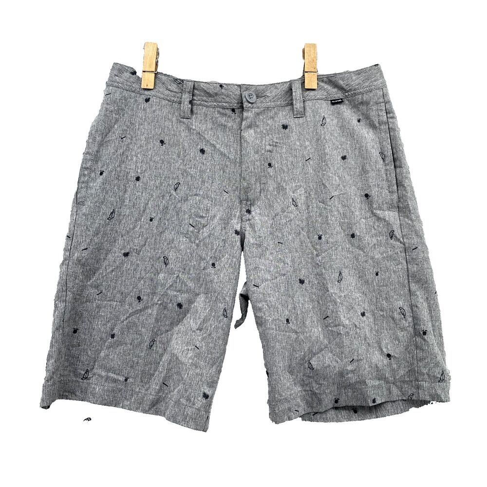 Travis Mathew Shorts Adult Sz 32x10 Gray Bird Print Golf Chino Performance Men's